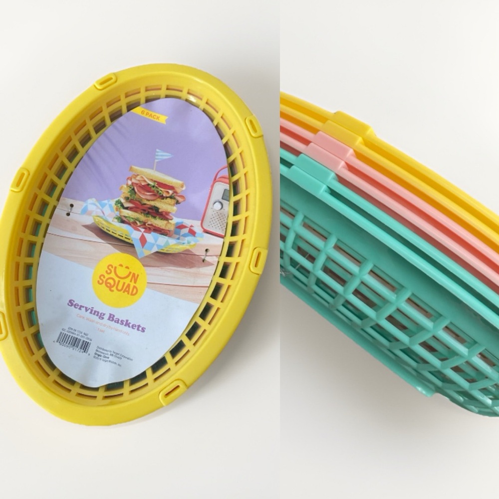 NWT Target Sun Squad Serving Baskets Set 6 Spring Summer Outdoor Picnic Plates